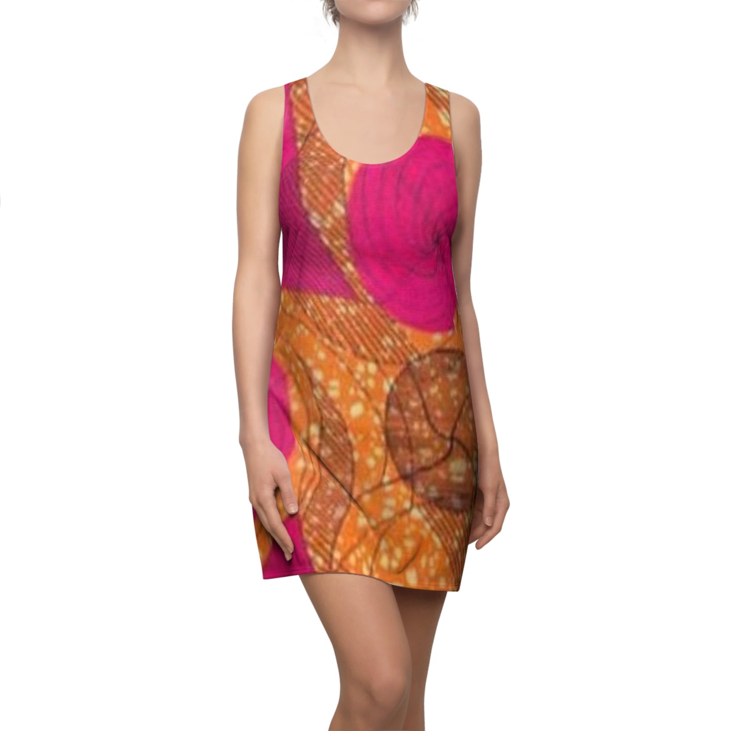 Pink & Orange Ankara Racerback Dress