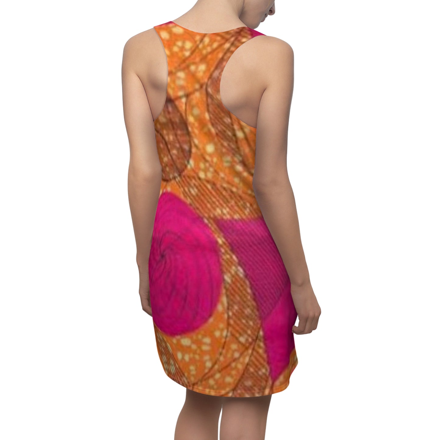 Pink & Orange Ankara Racerback Dress