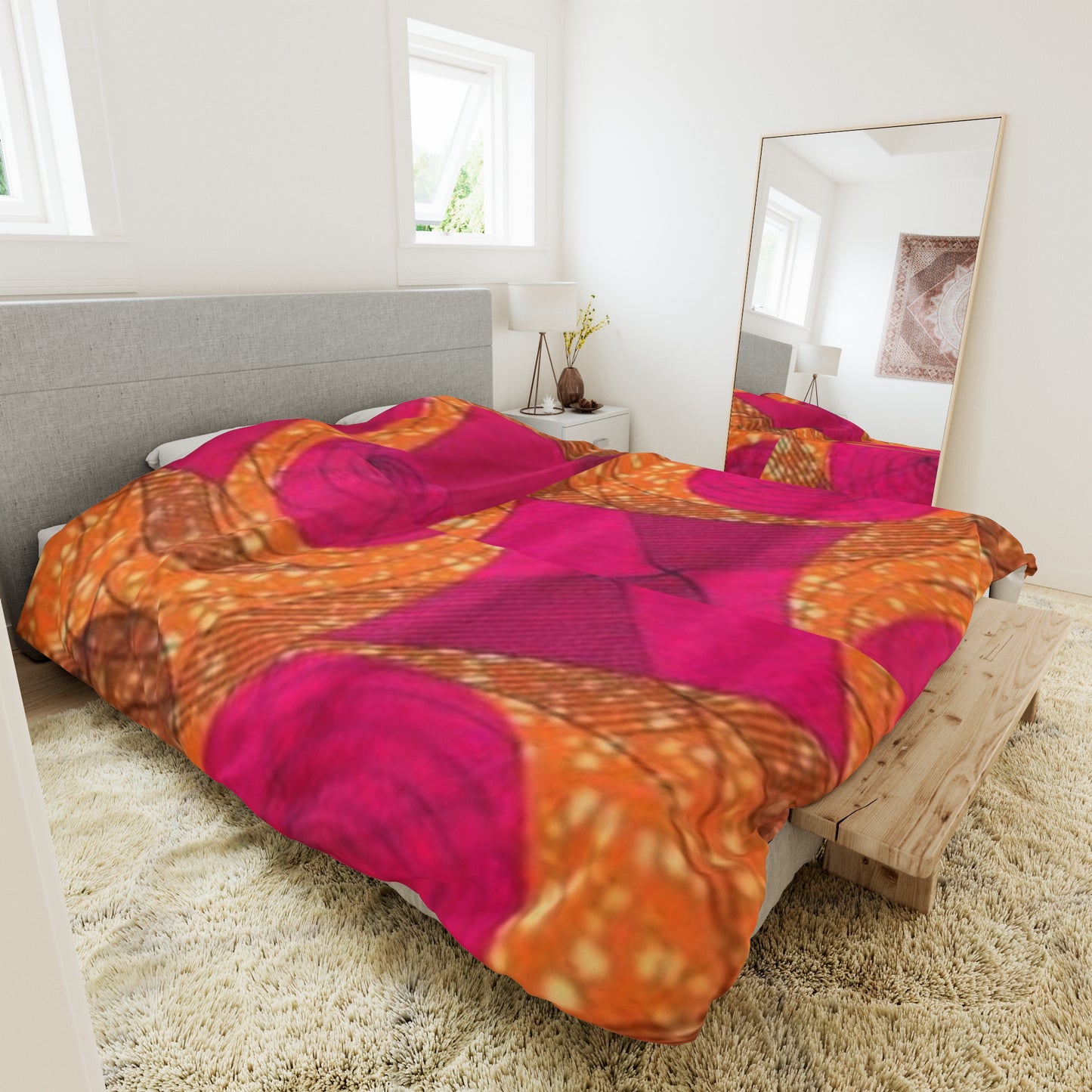 Pink & Orange Ankara Duvet Cover