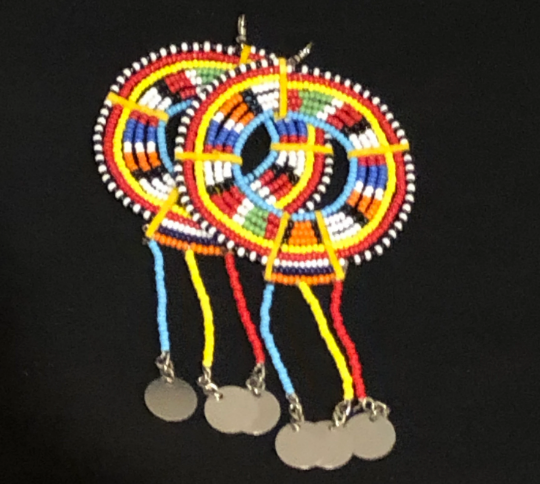 Tiye's Favorite East African Maasai Collar Earrings with Tassels and Charms | Maasai Earrings with Tassels and Charms| Nile Valley Jewelry