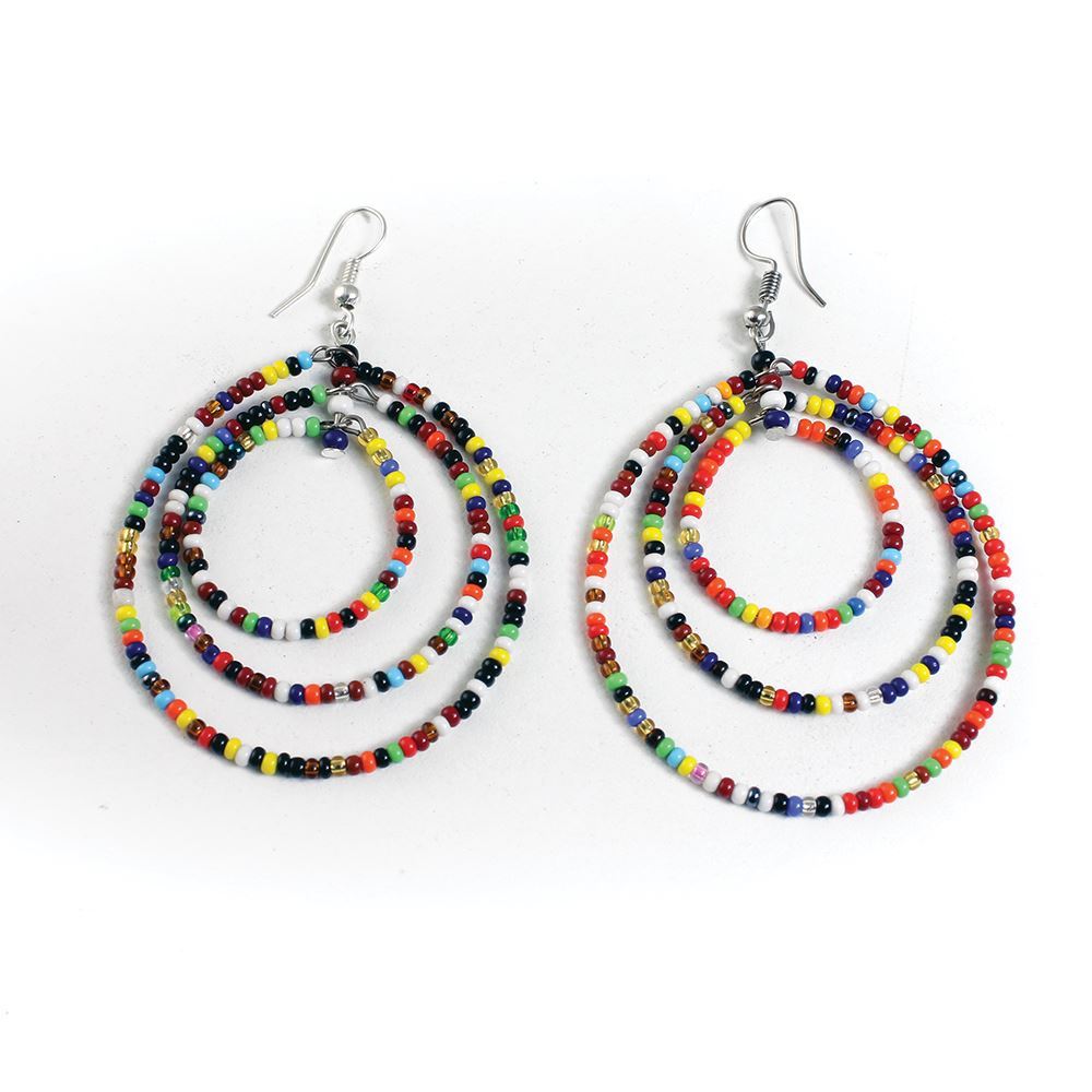 Tiye's Favorite Maasai Triple Hoop Earrings | East African Jewelry | African Earrings | Tribal & Ethnic | Afrocentric