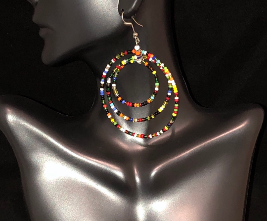 Tiye's Favorite Maasai Triple Hoop Earrings | East African Jewelry | African Earrings | Tribal & Ethnic | Afrocentric