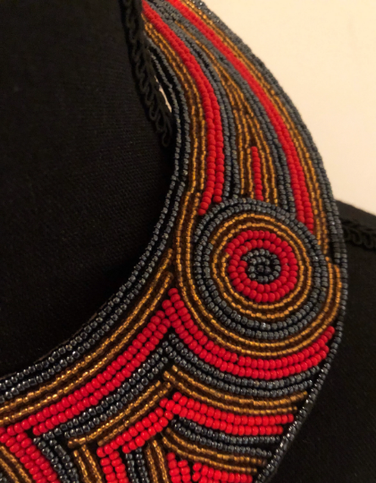 Tiye's Favorite Red Black and Gold Leather Necklace | African Leather Beaded Necklace | Rastafarian Necklace | Tribal & Ethnic | Afrocentric
