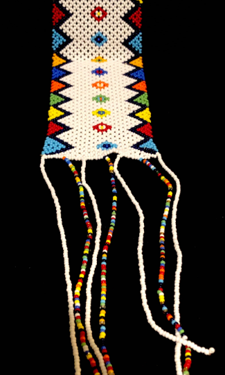 South African Zulu Tie Necklace, White | African Beaded Necklace | Zulu Beaded Tie Necklace | Tribal & Ethnic | Afrocentric I