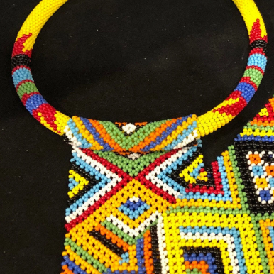 South African Zulu Tie Necklace, Yellow | African Beaded Necklace | Zulu Beaded Tie Necklace | Tribal & Ethnic | Afrocentric I