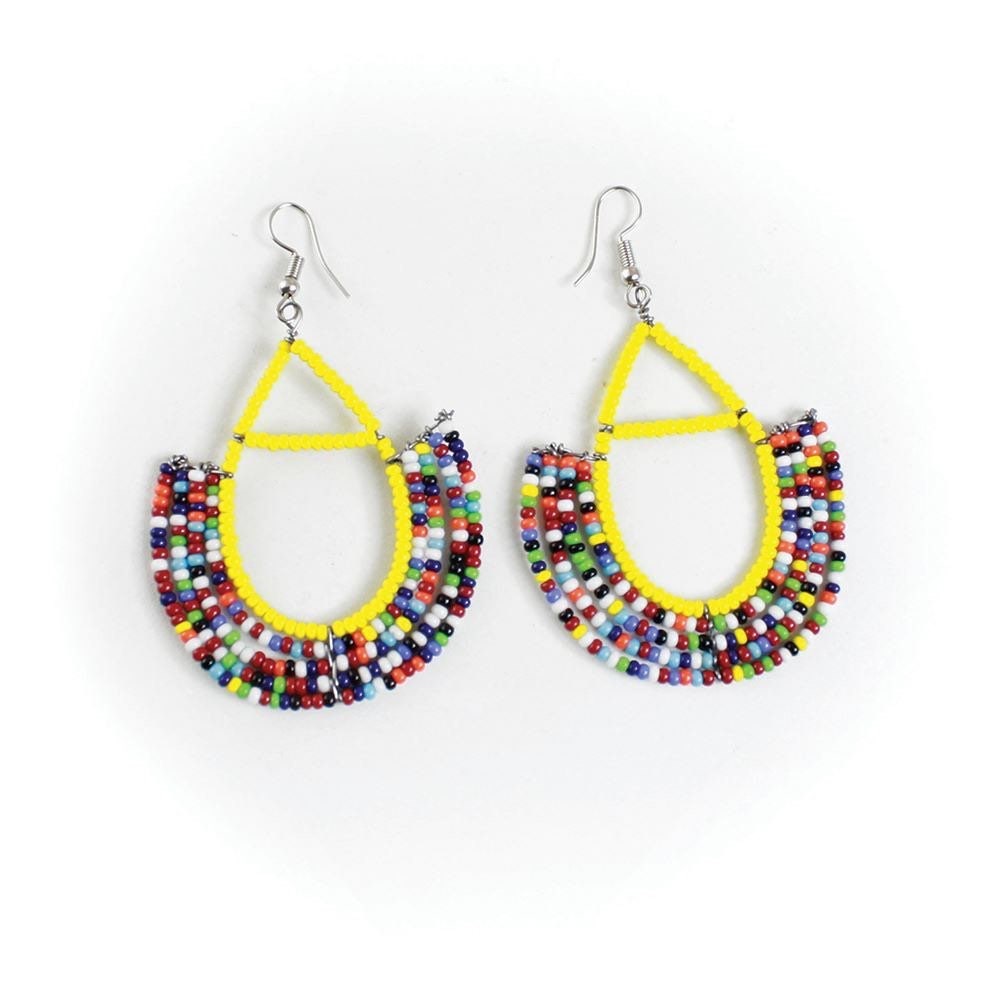 South African Zulu Beaded Earrings | Zulu Tribal Earrings | South African Jewelry | Hoop Earrings | Tribal & Ethnic | Afrocentric