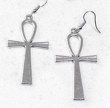 Kemetic Ankh Earrings, Silver | Ancient Egyptian Jewelry | Nile Valley Culture | Ma'at | Tribal & Ethnic | Afrocentric