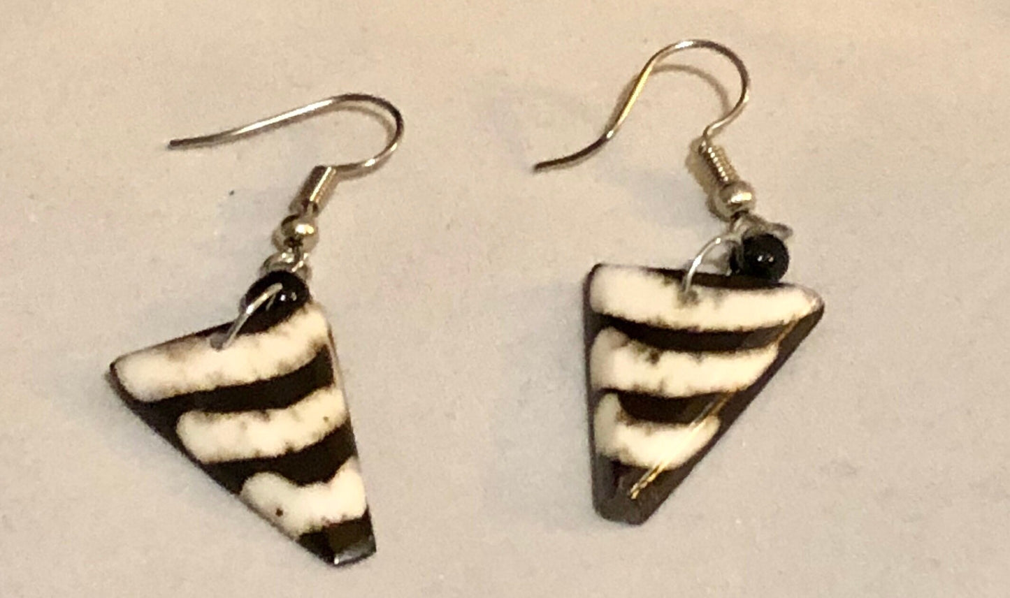 Batik Bone Earrings, Abstract Triangle | Kenyan Jewelry | Nile Valley Culture | Tribal & Ethnic | Afrocentric