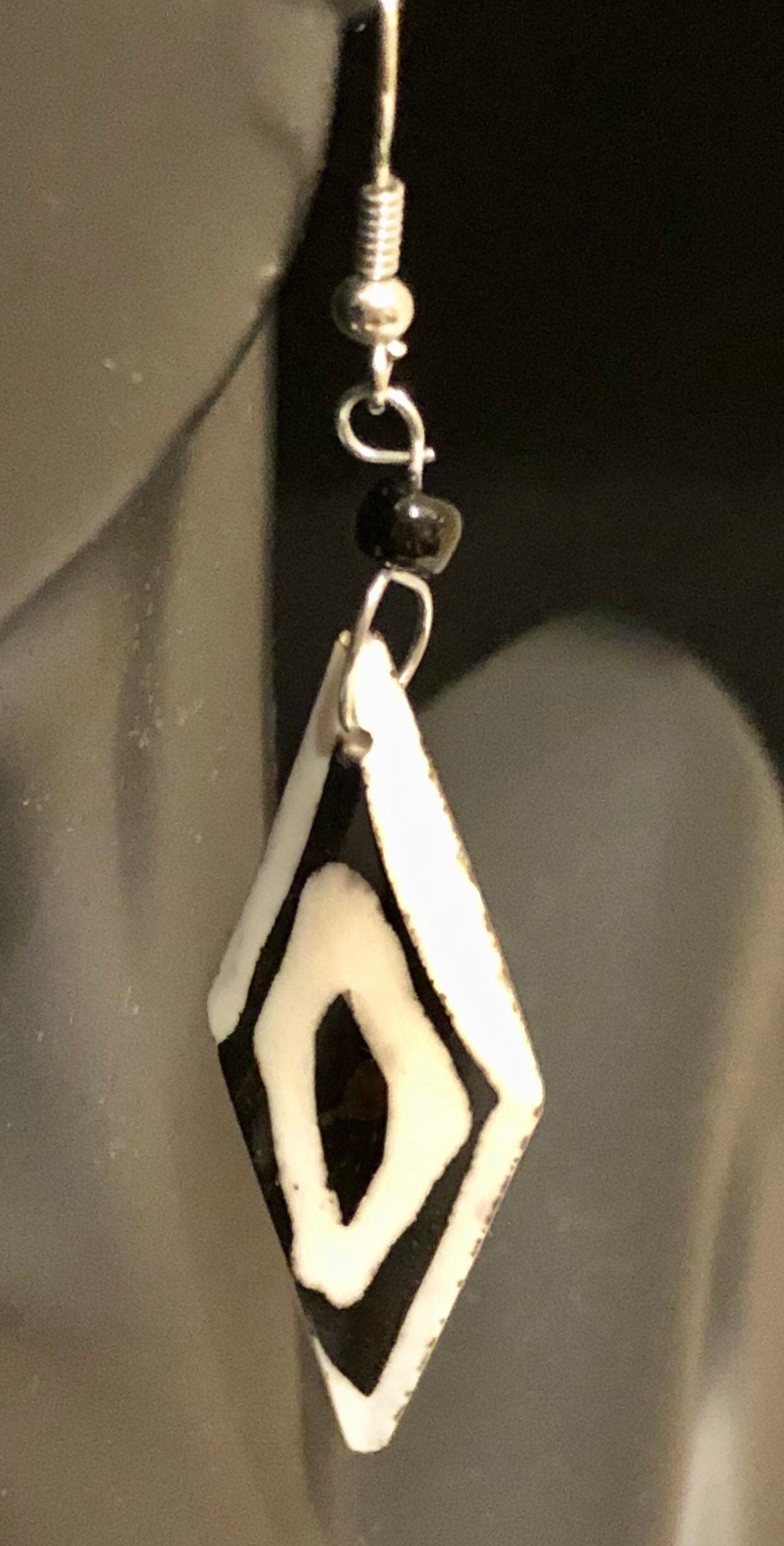 Batik Bone Earrings, Diamond | African Dangle and Drop Earrings | East African Jewelry | Tribal & Ethnic | Afrocentric