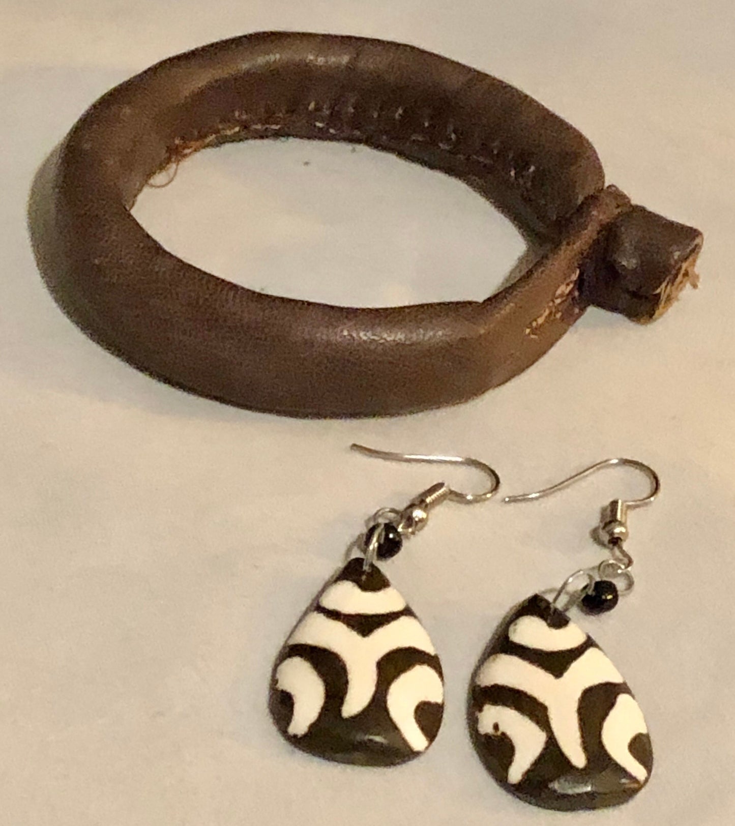 Tiye's Favorite Batik Bone Earrings, Abstract Teardrop | Nile Valley Earrings | East African Jewelry | Tribal & Ethnic | Afrocentric