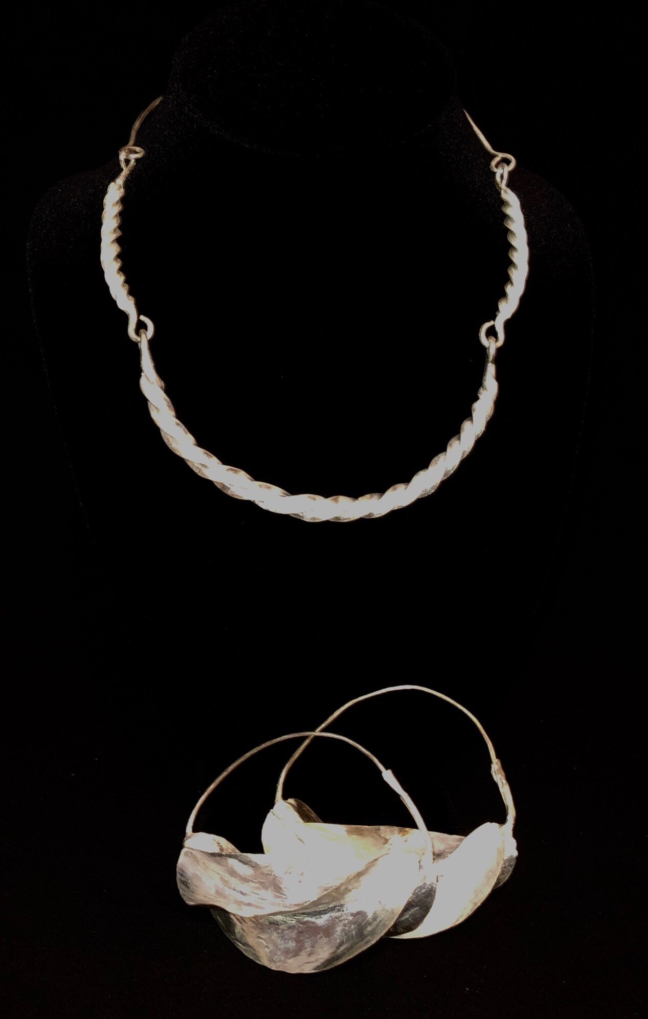 3.0" Handcrafted Fulani Silver Twist Earrings, Oversized | Handcrafted Earrings | West African Jewelry | Tribal & Ethnic | Afrocentric
