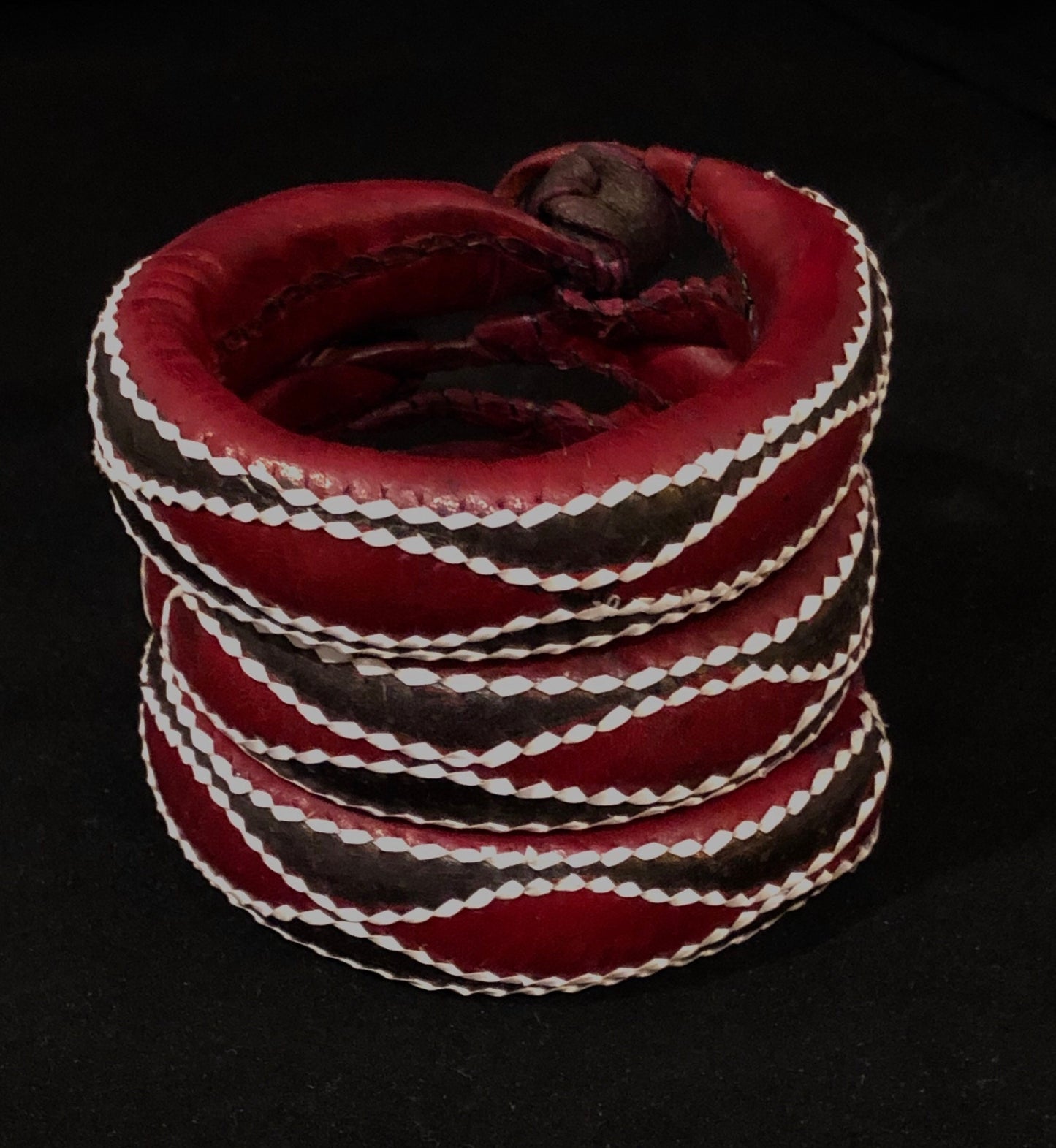 Nigerian Red and Black Leather Bracelet | West African Red and Black Leather Bracelet | African Jewelry | Tribal & Ethnic | Afrocentric