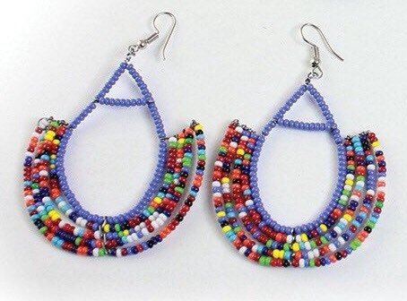 South African Zulu Beaded Earrings | Zulu Tribal Earrings | South African Jewelry | Hoop Earrings | Tribal & Ethnic | Afrocentric