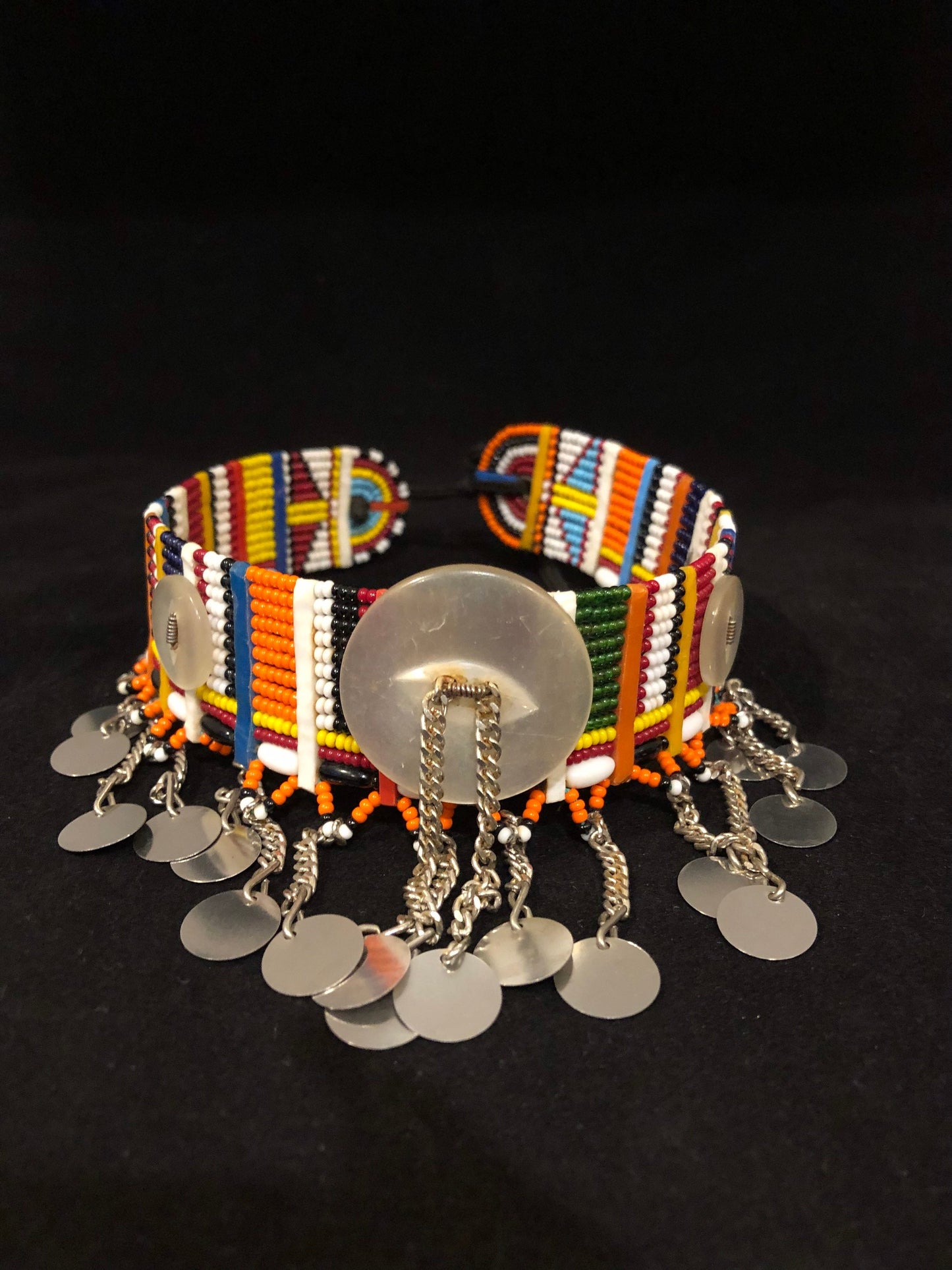 Tiye's Favorite Beaded Choker with Metal Buttons | East African Beaded Choker with Metal Button | Nile Valley Jewelry | Tribal & Ethnic