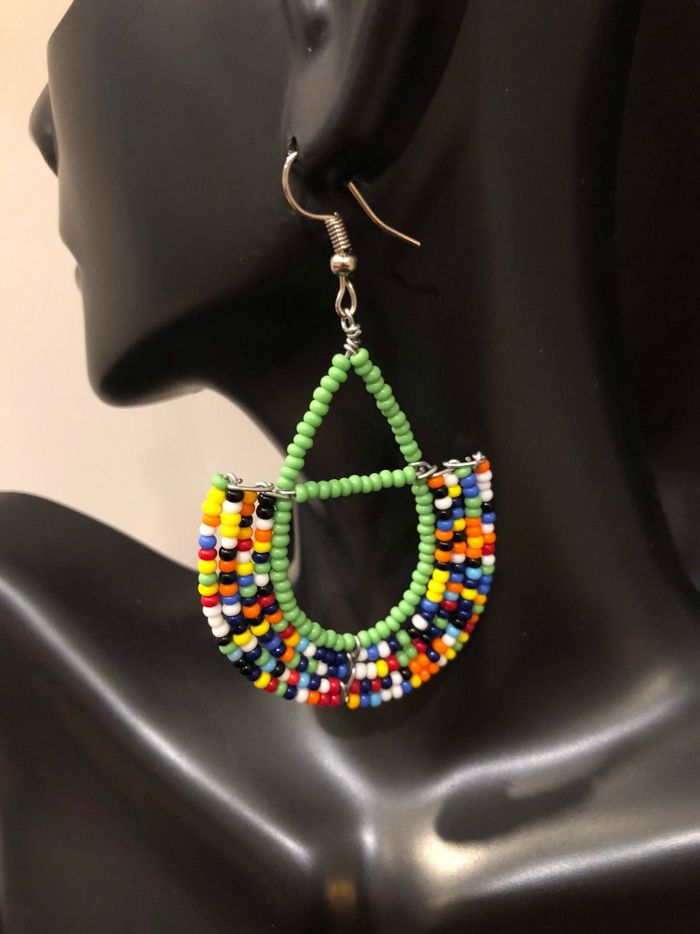 South African Zulu Beaded Earrings | Zulu Tribal Earrings | South African Jewelry | Hoop Earrings | Tribal & Ethnic | Afrocentric