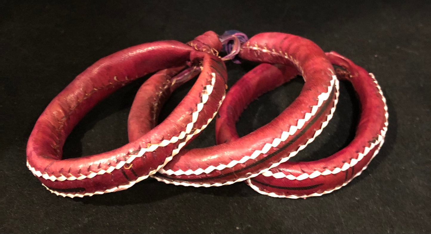 African Red Leather Bracelet, Medium | Sahel Leather Bracelet | African Jewelry | Tribal & Ethnic Jewelry | Afrocentric