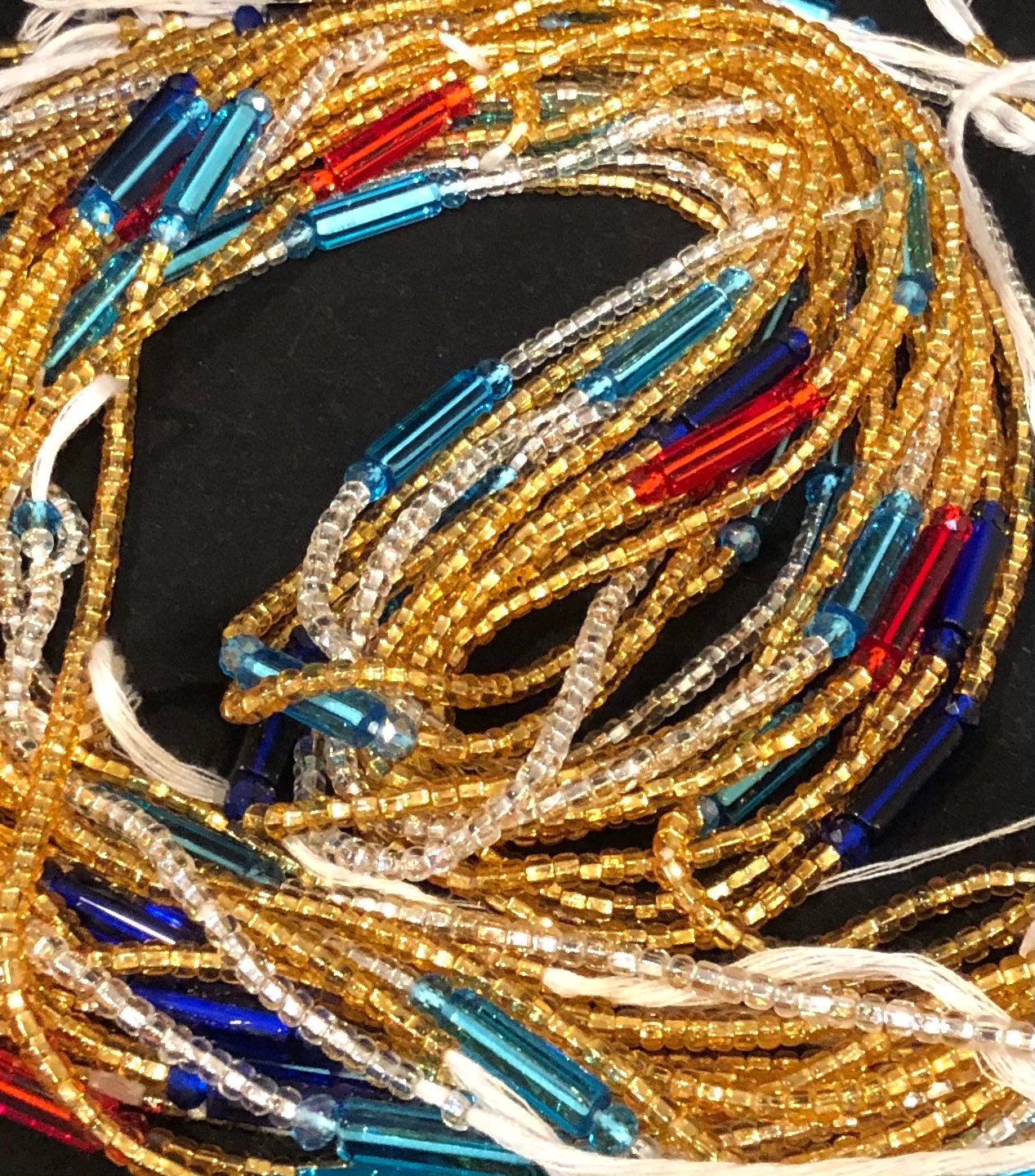 54" Nefertiti Waist Tie Beads | African Waist Chains | Belly Chains | Slimming Tummy Beads | Waist Bracelet | Femininity and Sensuality