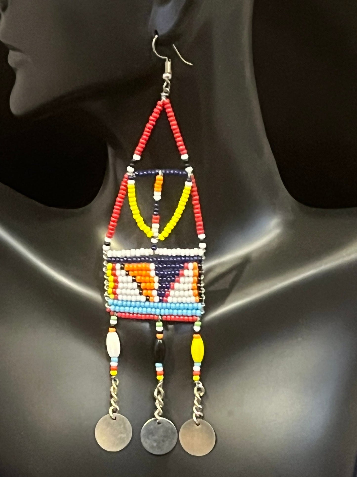 Kandake Drop & Dangle with Tassels Earrings | Maasai Drop & Dangle with Tassels Earrings | Nile Valley Jewelry | Tribal & Ethnic | Afrocentric