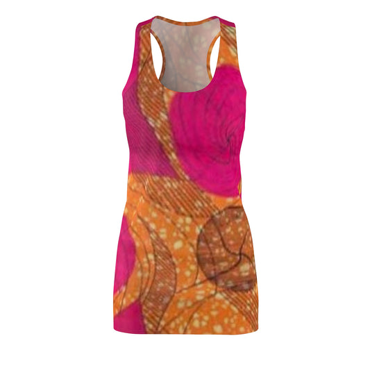 Pink & Orange Ankara Racerback Dress