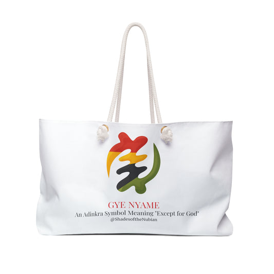 Pan Afrikan Gye Nyame Weekender Bag, White