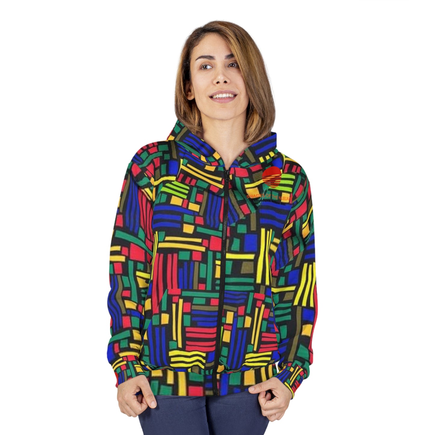 Unisex Primary Colors Ankara Zip Hoodie