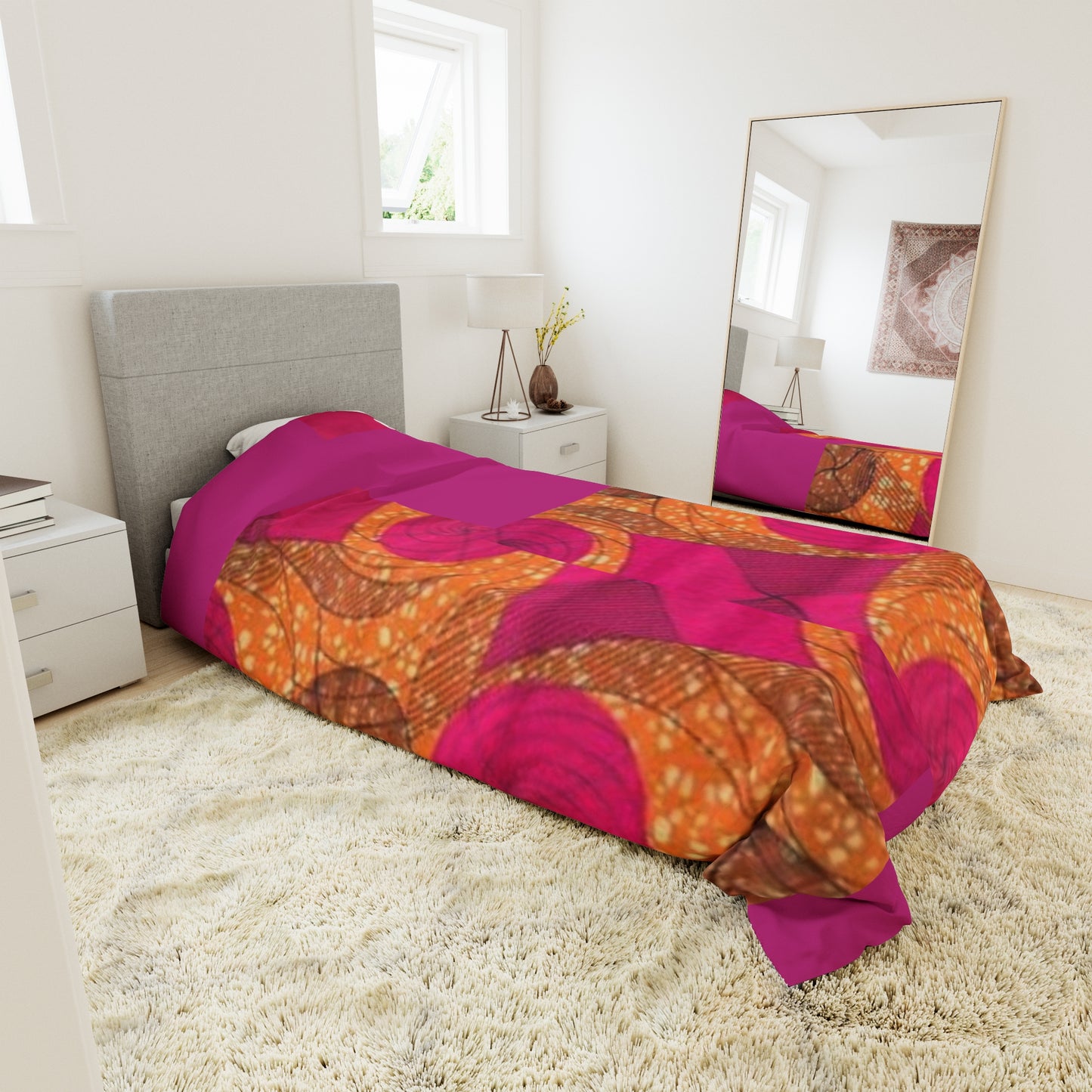 Pink & Orange Ankara Duvet Cover