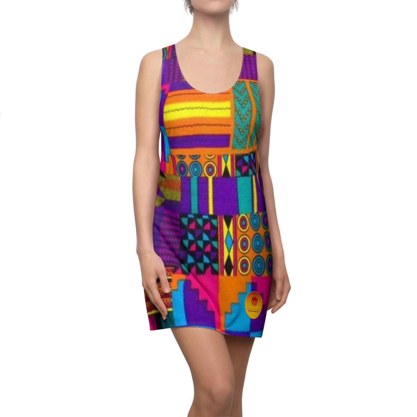 Pink Acid Ankara Racerback Dress