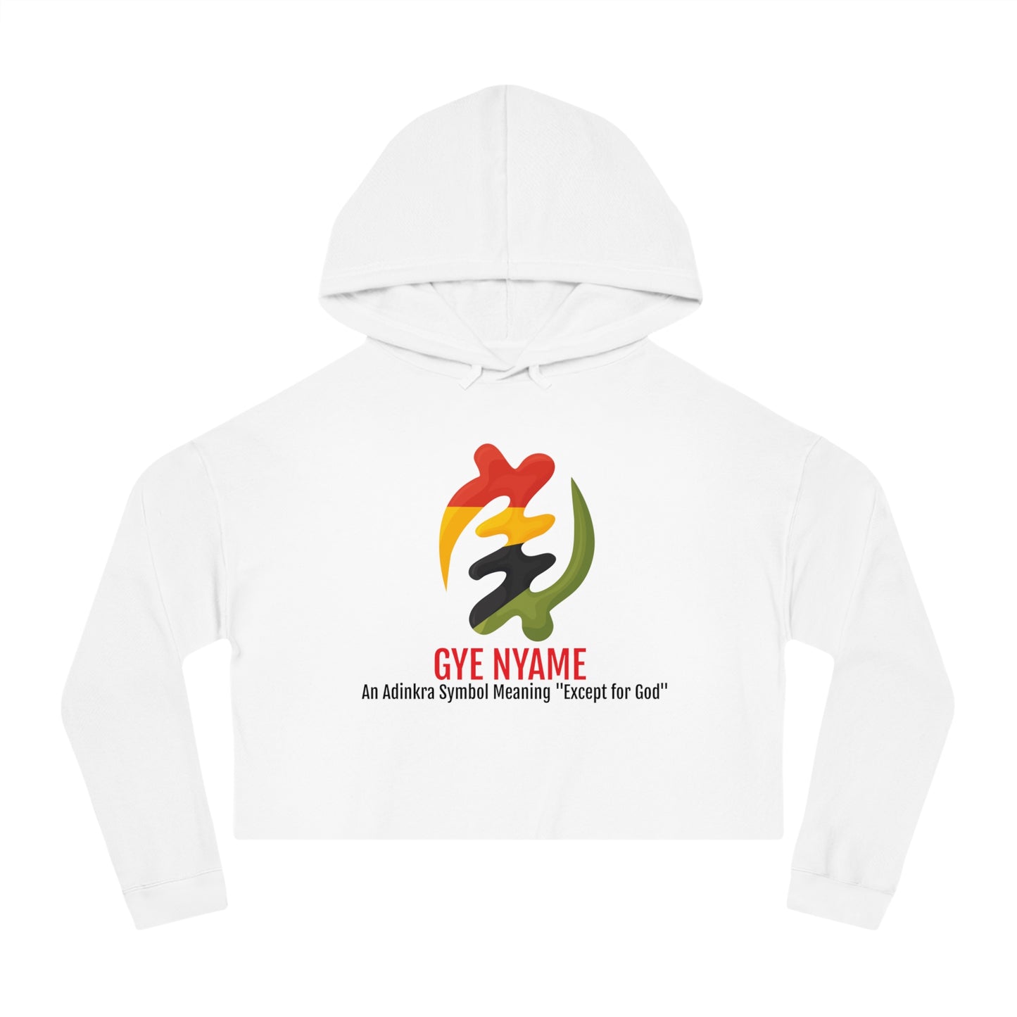 Women's Pan Afrikan Gye Nyame Cropped Hoodie, White