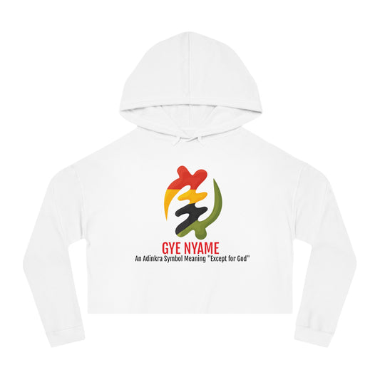 Women's Pan Afrikan Gye Nyame Cropped Hoodie, White