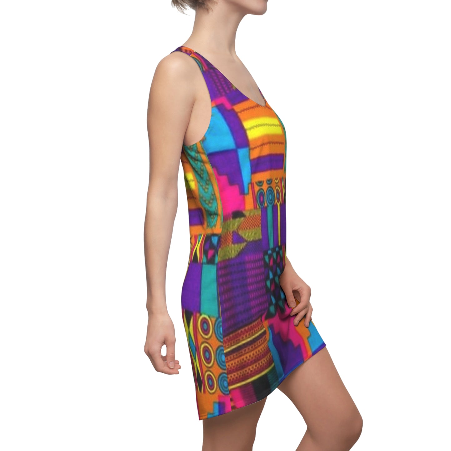 Pink Acid Ankara Racerback Dress