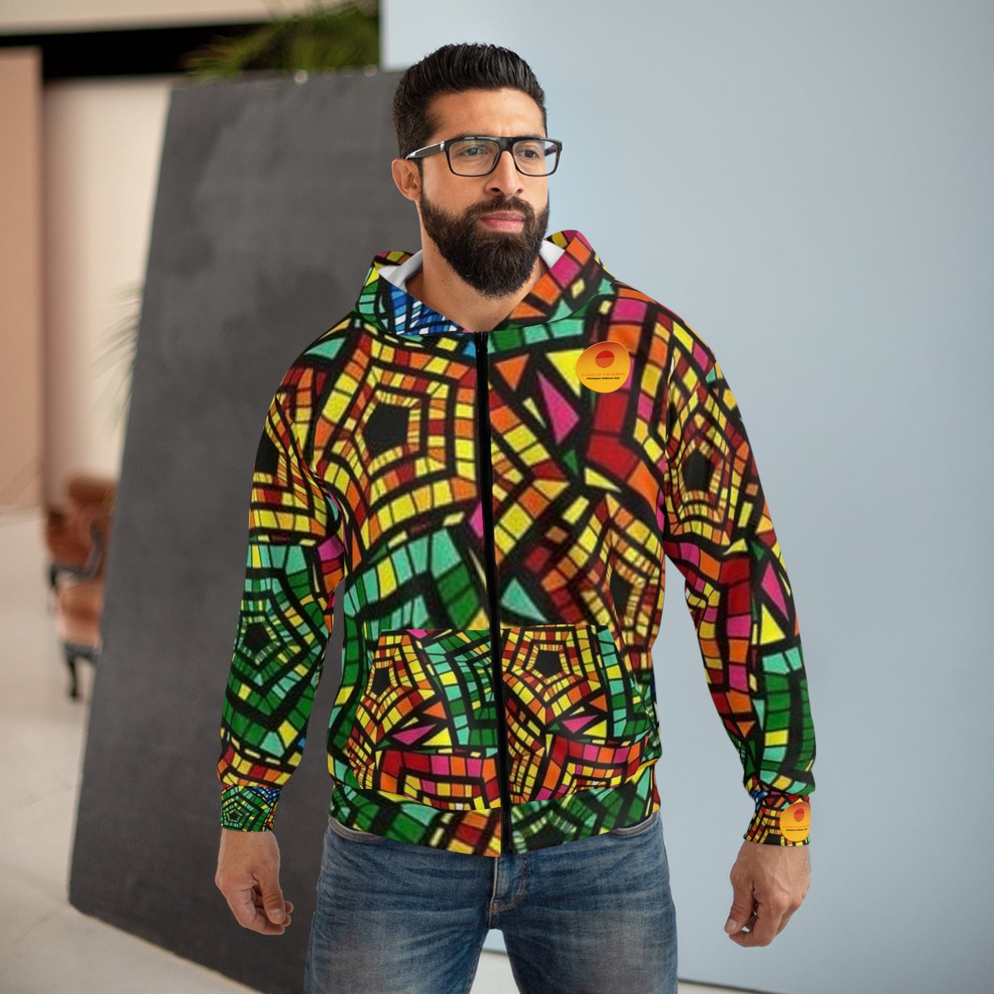 Unisex Vibrant Colors Ankara Zip Hoodie