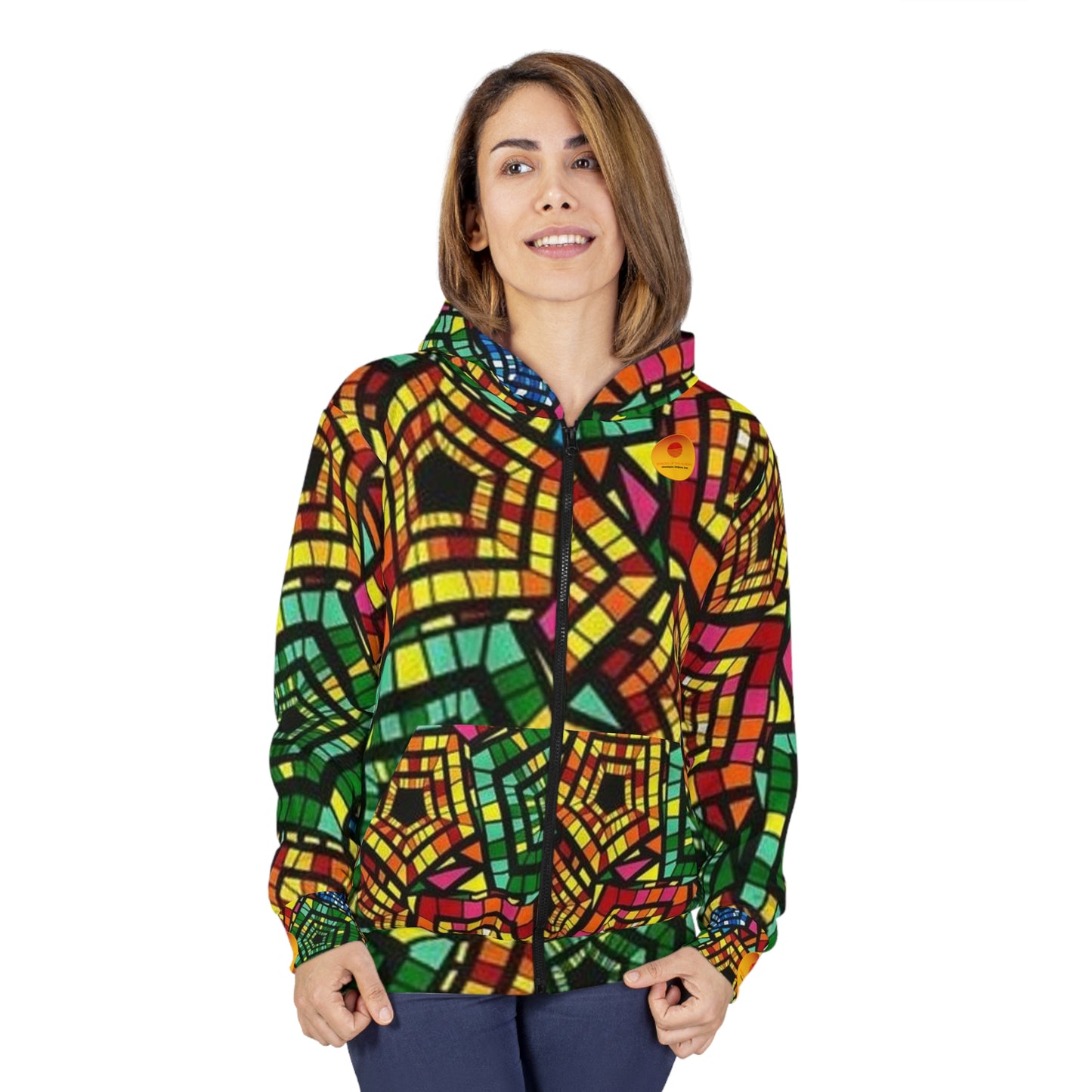 Unisex Vibrant Colors Ankara Zip Hoodie