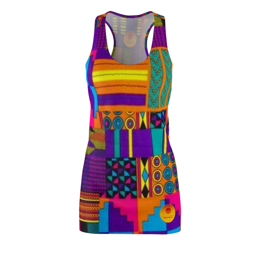 Pink Acid Ankara Racerback Dress