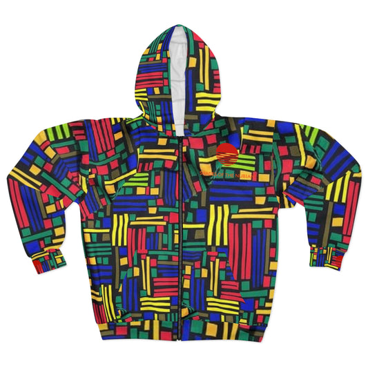 Unisex Primary Colors Ankara Zip Hoodie