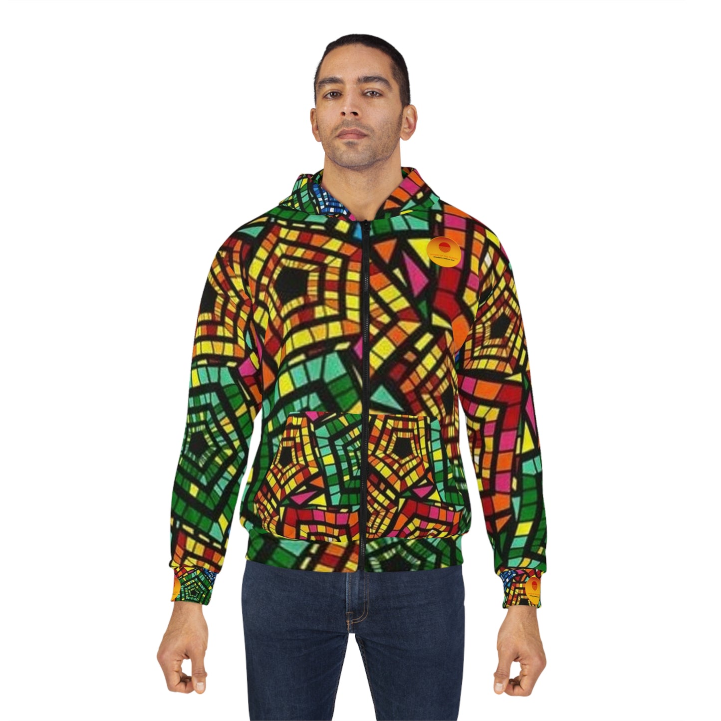 Unisex Vibrant Colors Ankara Zip Hoodie