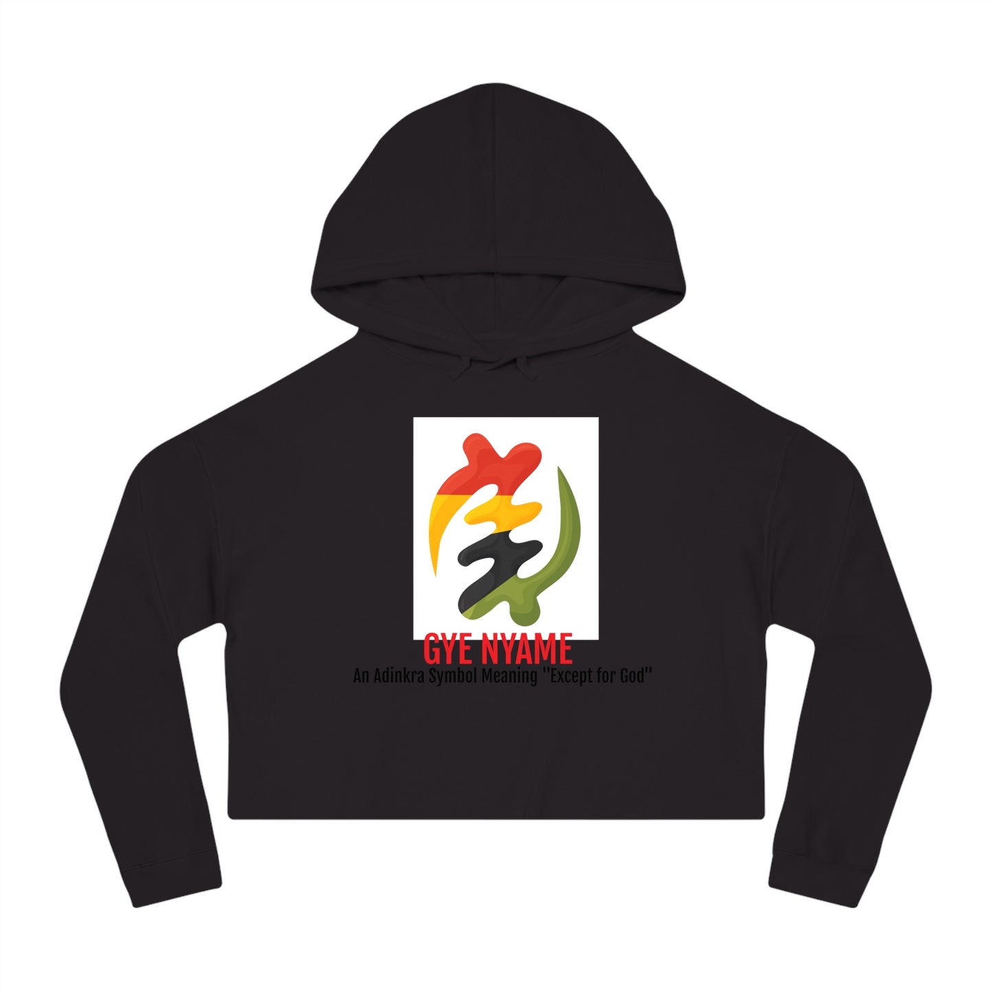 Women's Pan Afrikan Gye Nyame Cropped Hoodie, White