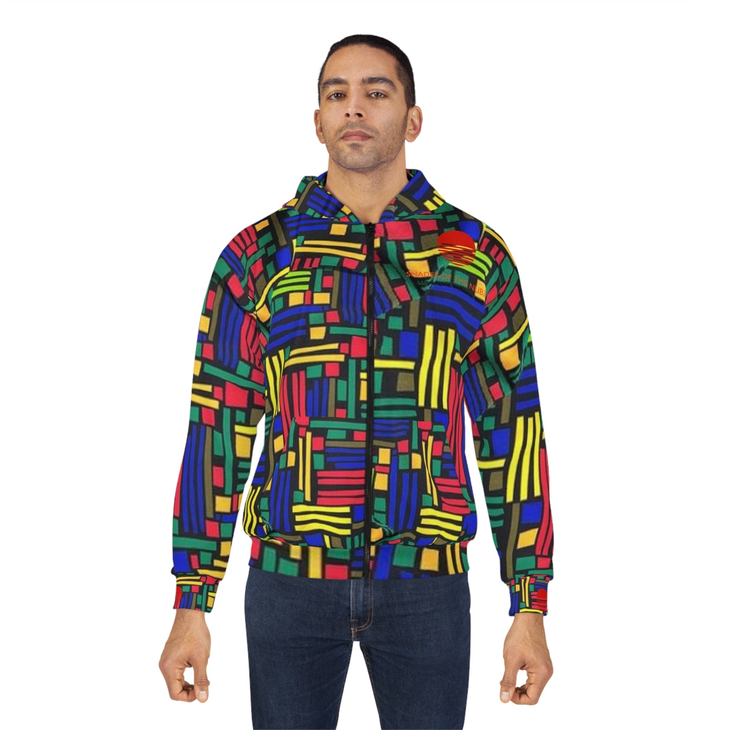 Unisex Primary Colors Ankara Zip Hoodie