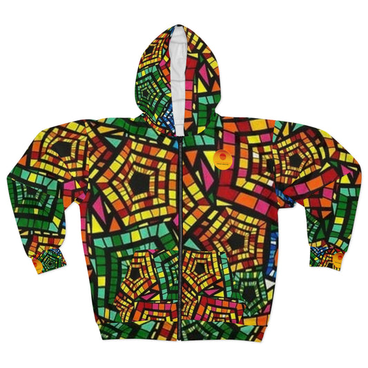 Unisex Vibrant Colors Ankara Zip Hoodie