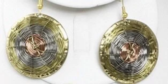 African Mixed Metals Necklace and Earrings Set | Brass Copper and Silver Necklace and Earrings Set | Tribal & Ethnic | Afrocentric