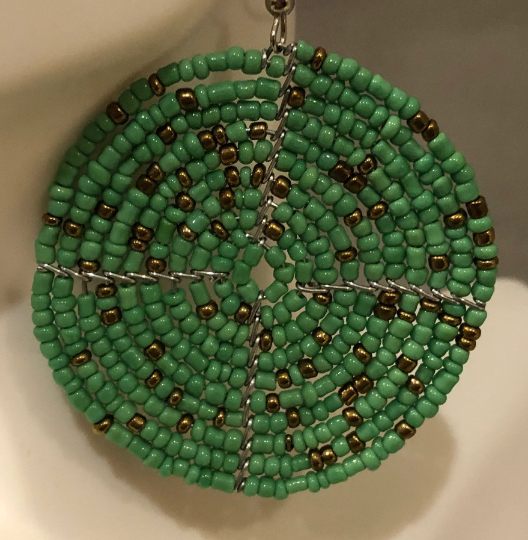 East African Maasai Beaded Round Earrings, Green | East African Handcrafted Jewelry | Nile Valley Jewelry | Tribal & Ethnic