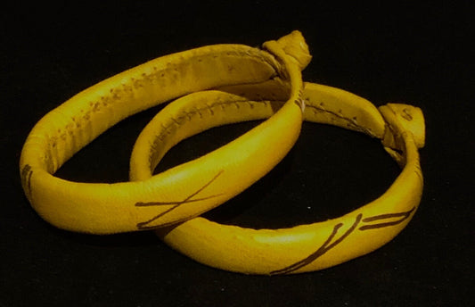 Cameroonian Leather Bracelet, Yellow (Small/Medium) | West African Bracelet | African Jewelry | Yaounde | Tribal & Ethnic | Afrocentric