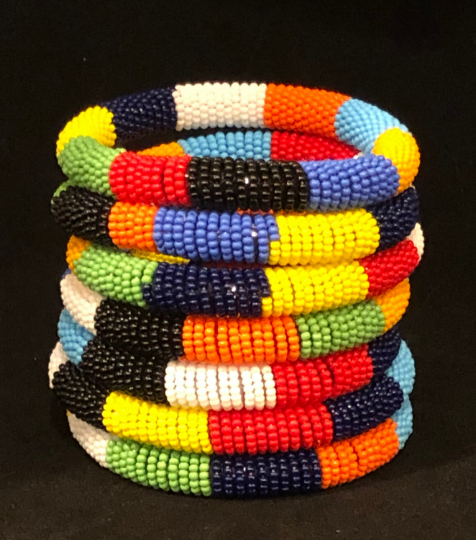 Kiki Color Block Bangles | African Beaded Bangles | African Jewelry | Nile Valley Jewelry | Tribal & Ethnic | Afrocentric