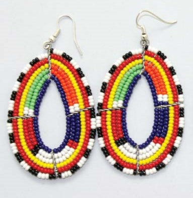 Maasai Beaded Teardrop Earrings | East African Teardrop Earrings | Classic Maasai Earrings |Tribal & Ethnic Jewelry | Nile Valley | Tanzanian Dangle and Drop Earrings