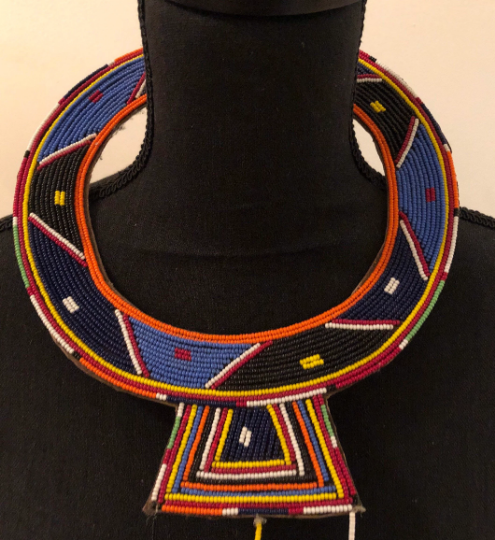 Maasai Blue Beaded Collar | East African Festival Beaded Collar | East African Beaded Necklace | Tribal & Ethnic | Afrocentric