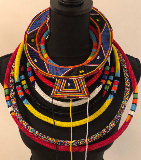 Maasai Blue Beaded Collar | East African Festival Beaded Collar | East African Beaded Necklace | Tribal & Ethnic | Afrocentric