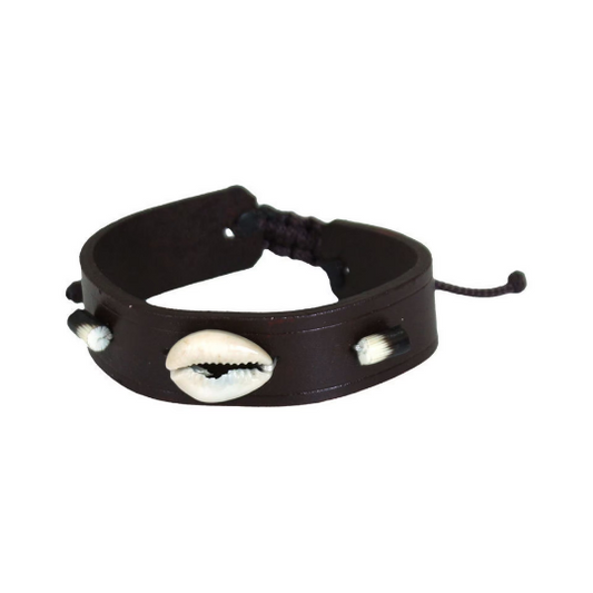 Pakara Cowry Shell Brown Leather Bracelet | West African Leather Bracelet | African Fertility Bracelet | Ethnic | Afrocentric