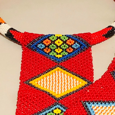 South African Zulu Tie Necklace, Red | African Beaded Necklace | Zulu Beaded Tie Necklace | Tribal & Ethnic | Afrocentric I