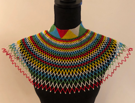 Sheba Shoulder Necklace, Multicolor | Handcrafted African Beaded Shoulder Necklace | Tribal & Ethnic | Afrocentric