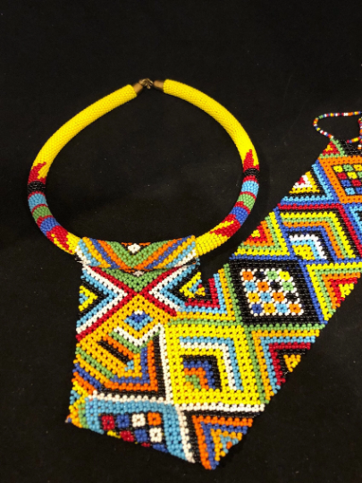 South African Zulu Tie Necklace, Yellow | African Beaded Necklace | Zulu Beaded Tie Necklace | Tribal & Ethnic | Afrocentric I