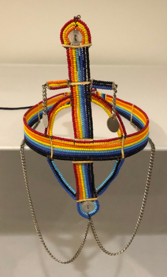 Zoya Crown | Rainbow Crown with Arch, Staff and Drapes | Multicolor Beaded Crown with Decoration | Nile Valley Jewelry | Tribal & Ethnic